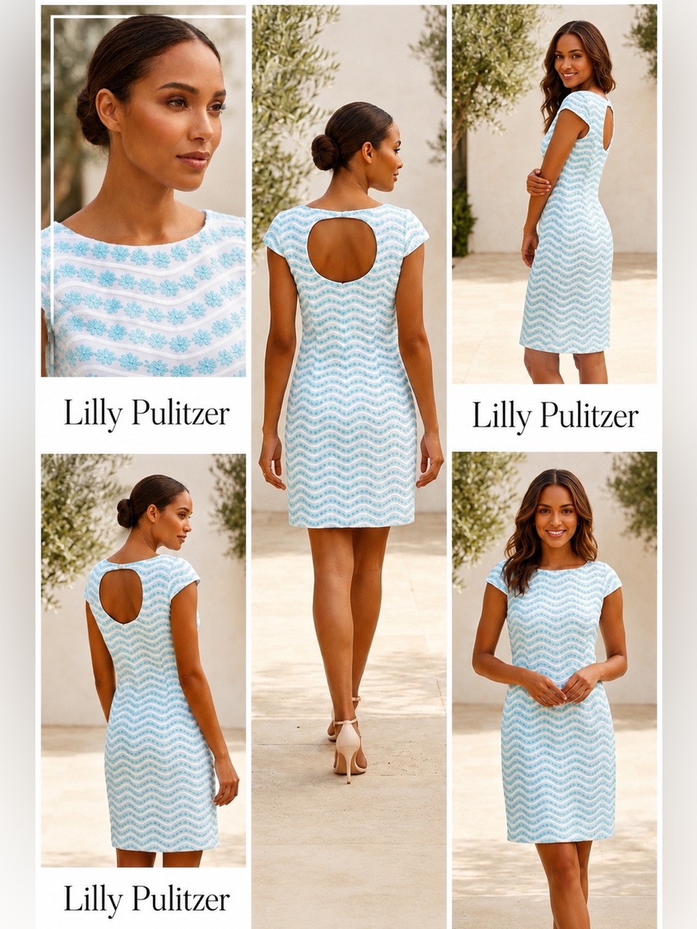 Lilly Pulitzer "Piper" Dress Turquoise White Embroidered Floral Sz 6 Preppy Cute